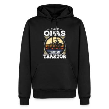 Coole Opas Opa Traktor Traktorfahrer Bauer Retro - Männer Premium Bio Hoodie - Schwarz - Vorne - Nico (187cm)