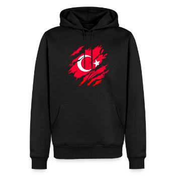Turcs Turquie Turc - Sweat à capuche Premium bio Homme - noir - Devant - Nico (187cm)