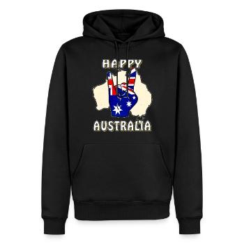 HAPPY AUSTRALIEN - Männer Premium Bio Hoodie - Schwarz - Vorne - Nico (187cm)