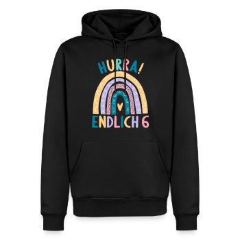 6 Jahre Geburtstagskind Regenbogen 6. Geburtstag - Männer Premium Bio Hoodie - Schwarz - Vorne - Nico (187cm)