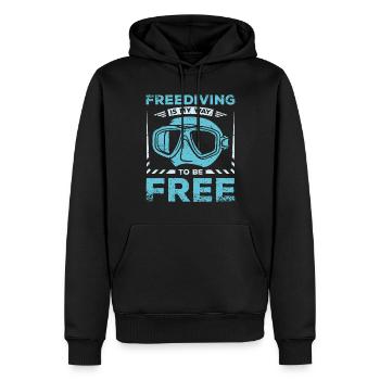 L’apnée est ma façon d’être libre - Sweat à capuche Premium bio Homme - noir - Devant - Nico (187cm)