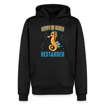 Seepferdchen Abzeichen - Männer Premium Bio Hoodie - Schwarz - Vorne - Nico (187cm)