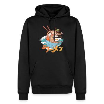Ramen Suppe Hokusai große Welle Kanagawa Hiragana - Männer Premium Bio Hoodie - Schwarz - Vorne - Nico (187cm)
