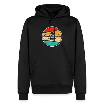 Biene Retro - Männer Premium Bio Hoodie - Schwarz - Vorne - Nico (187cm)