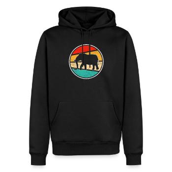 Elefant Retro - Männer Premium Bio Hoodie - Schwarz - Vorne - Nico (187cm)