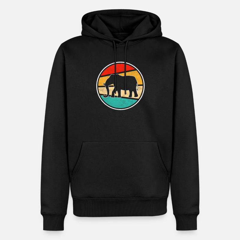 Rétro éléphant - Sweat à capuche Premium bio Homme - noir