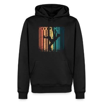 Retro Vintage Rock climbing - Men’s Premium Organic Hoodie - black - Front - Nico (187cm)