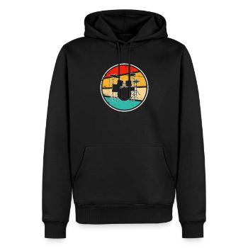 Batterie Rétro - Sweat à capuche Premium bio Homme - noir - Devant - Nico (187cm)
