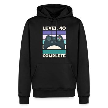 Niveau 40 Complet 40 ans 40e anniversaire - Sweat à capuche Premium bio Homme - noir - Devant - Nico (187cm)