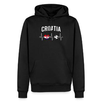 Kroatien Fußball Herzschlag - Männer Premium Bio Hoodie - Schwarz - Vorne - Nico (187cm)