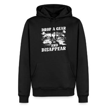 Drop A Gear And Disappear Biker Motorcycle - Männer Premium Bio Hoodie - Schwarz - Vorne - Nico (187cm)