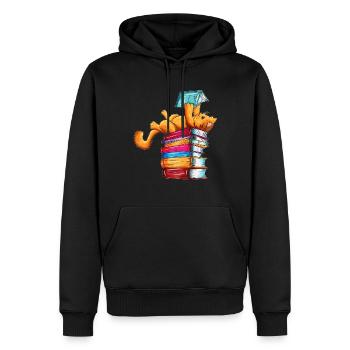 Cats Books Newspaper Reader Reader Outfit - Sweat à capuche Premium bio Homme - noir - Devant - Nico (187cm)