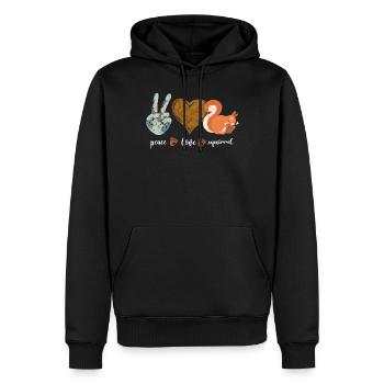 Squirrel Acorn Peace Love Squirrel - Männer Premium Bio Hoodie - Schwarz - Vorne - Nico (187cm)