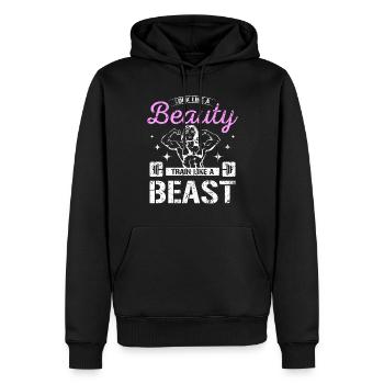 Ressemblez à une beauté, entraînez-vous comme une bête - Sweat à capuche Premium bio Homme - noir - Devant - Nico (187cm)