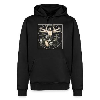 BATTEUR HOMME - Sweat à capuche Premium bio Homme - noir - Devant - Nico (187cm)
