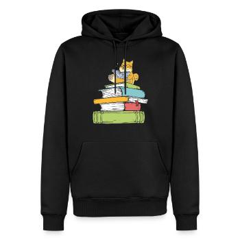Bücherwurm Hundebuchliebhaber Hund liest Bücher - Männer Premium Bio Hoodie - Schwarz - Vorne - Nico (187cm)