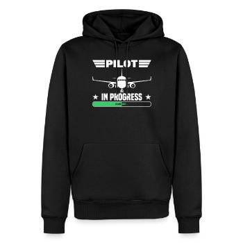 Pilot In Progress Aviation Engineering - Männer Premium Bio Hoodie - Schwarz - Vorne - Nico (187cm)