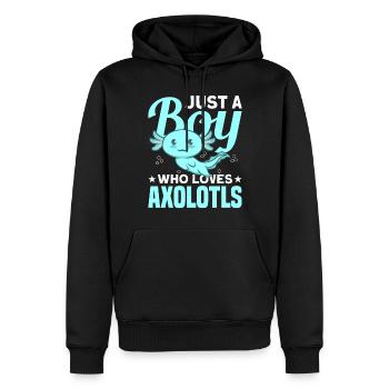 Juste un garçon qui aime Axolotls Kawaii Designvide ga - Sweat à capuche Premium bio Homme - noir - Devant - Nico (187cm)