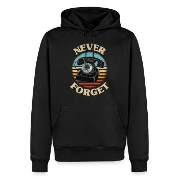 Retro telefon Never Forget Nostalgie Vintage - Männer Premium Bio Hoodie - Schwarz - Vorne - Nico (187cm)