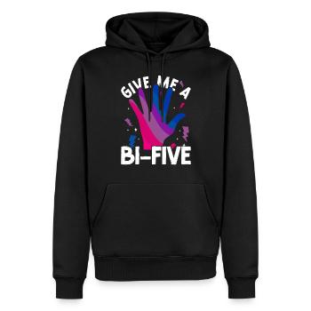 Bisexuel Bi Pride Flag Hand Gimme - Sweat à capuche Premium bio Homme - noir - Devant - Nico (187cm)