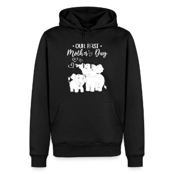Notre premier bébé de la fête des mères - Sweat à capuche Premium bio Homme - noir - Devant - Nico (187cm)