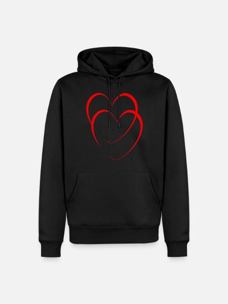 Zwei Rote Herzen - Männer Premium Bio Hoodie - Schwarz
