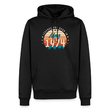 Mai 1974 Millésime - Sweat à capuche Premium bio Homme - noir - Devant - Nico (187cm)