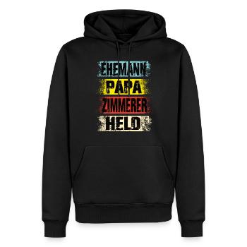 Ehemann Papa Zimmerer Held - Männer Premium Bio Hoodie - Schwarz - Vorne - Nico (187cm)