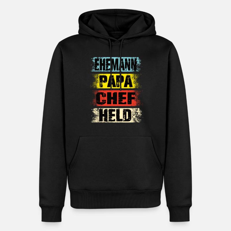 Ehemann Papa Chef Held - Männer Premium Bio Hoodie - Schwarz