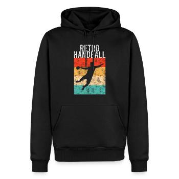 Handball rétro - Sweat à capuche Premium bio Homme - noir - Devant - Nico (187cm)