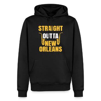 Jazz - Männer Premium Bio Hoodie - Schwarz - Vorne - Nico (187cm)