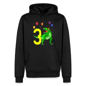 Dinosaure de 3ème anniversaire 3 ans - Sweat à capuche Premium bio Homme - noir - Devant - Nico (187cm)