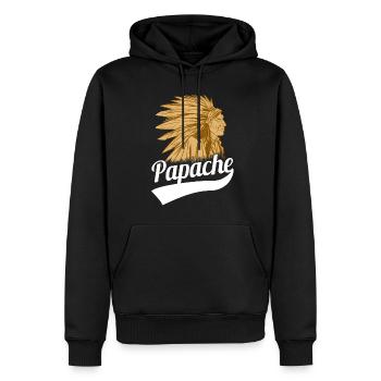 Fête des Pères Tshirt Apache Papa Papa Papa Papa Papi Papa - Sweat à capuche Premium bio Homme - noir - Devant - Nico (187cm)