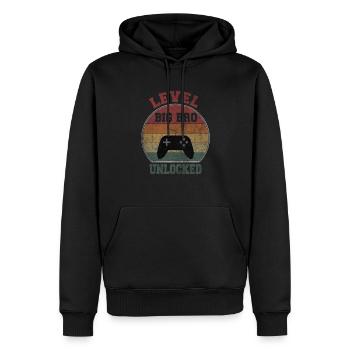 Level big Bro unlocked - Men’s Premium Organic Hoodie - black - Front - Nico (187cm)