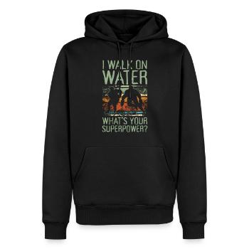 Je marche sur l’eau Quelle est votre superpuissance Hockey - Sweat à capuche Premium bio Homme - noir - Devant - Nico (187cm)