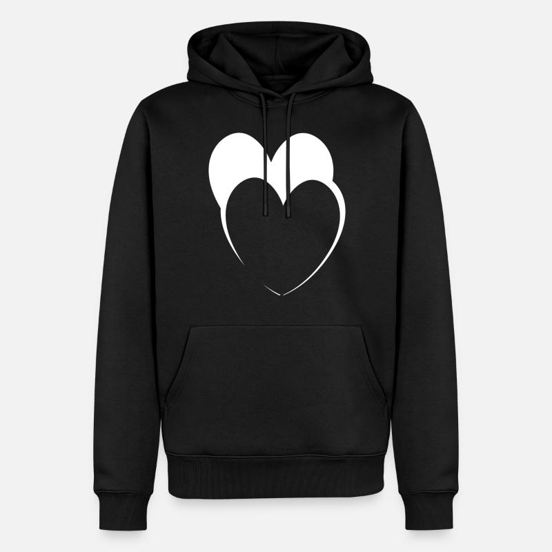 Herzen Weiss Geschenkidee - Männer Premium Bio Hoodie - Schwarz