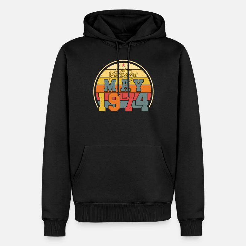 Salutations d’anniversaire 1974 Mai - Sweat à capuche Premium bio Homme - noir