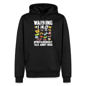 Warning I May Spontaneously Talk About Bugs - Männer Premium Bio Hoodie - Schwarz - Vorne - Nico (187cm)