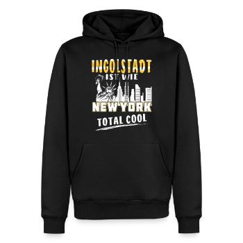 INGOLSTADT IST WIE NEW YORK - Männer Premium Bio Hoodie - Schwarz - Vorne - Nico (187cm)