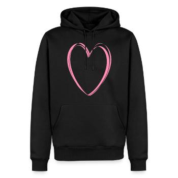 Rosa Herz - Männer Premium Bio Hoodie - Schwarz - Vorne - Nico (187cm)