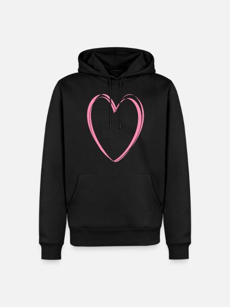 Rosa Herz - Männer Premium Bio Hoodie - Schwarz