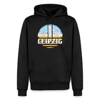 LEIPZIG - Männer Premium Bio Hoodie - Schwarz - Vorne - Nico (187cm)