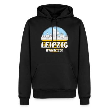 LEIPZIG KANN ES - Männer Premium Bio Hoodie - Schwarz - Vorne - Nico (187cm)