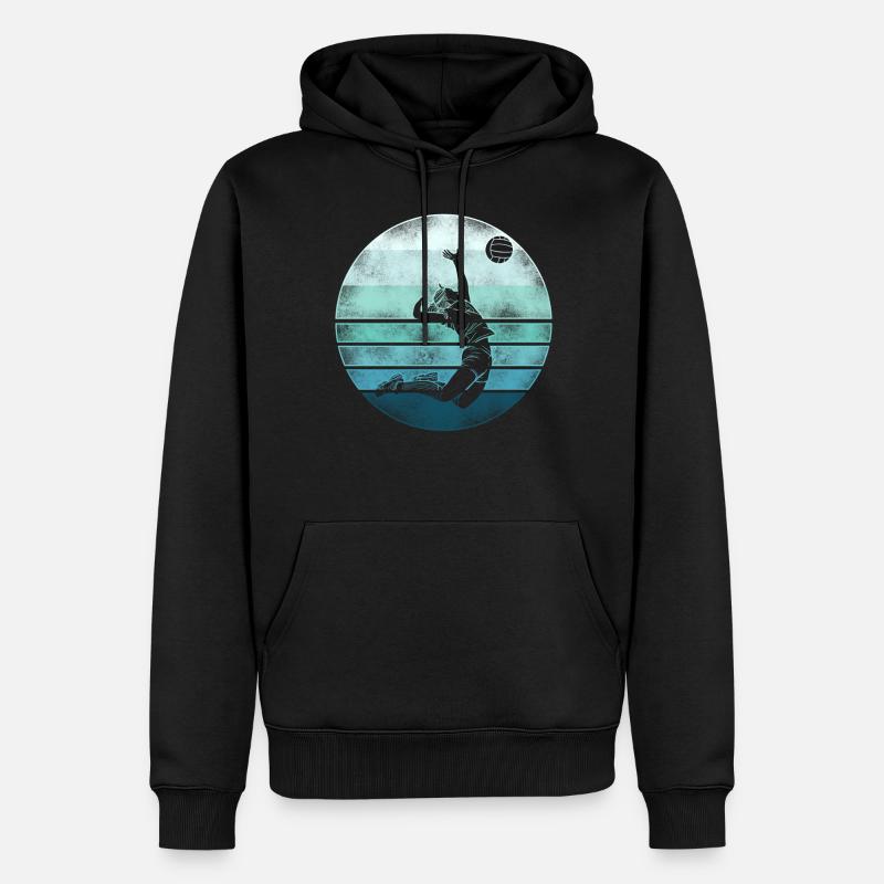 Joueur de volleyball Équipe Rétro - Sweat à capuche Premium bio Homme - noir