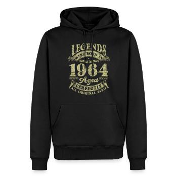 Legends were born in 1964 - Men’s Premium Organic Hoodie - black - Front - Nico (187cm)