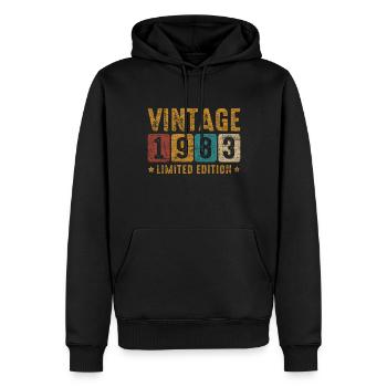 Millésime 1983 - Sweat à capuche Premium bio Homme - noir - Devant - Nico (187cm)