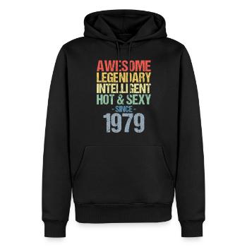 Geboren 1979 Jahrgang 1979 Geburtstag - Männer Premium Bio Hoodie - Schwarz - Vorne - Nico (187cm)