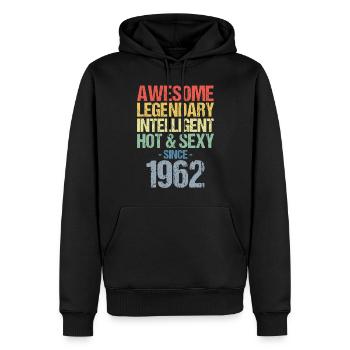 Geboren 1962 Jahrgang 1962 Geburtstag - Männer Premium Bio Hoodie - Schwarz - Vorne - Nico (187cm)