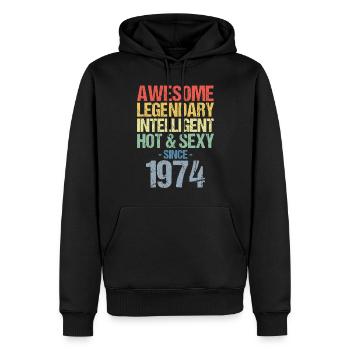Geboren 1974 Jahrgang 1974 Geburtstag - Männer Premium Bio Hoodie - Schwarz - Vorne - Nico (187cm)