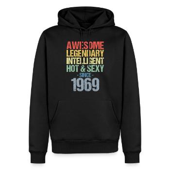 Geboren 1969 Jahrgang 1969 Geburtstag - Männer Premium Bio Hoodie - Schwarz - Vorne - Nico (187cm)